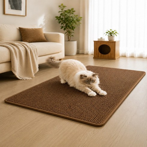 캣도그 고양이 매트 스크래처 러그 카페트, 1개, 브라운