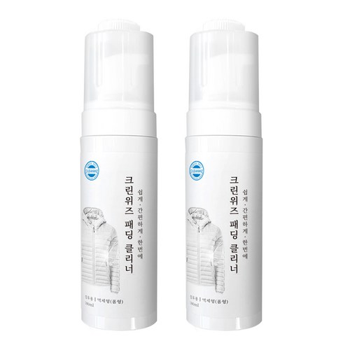 크린위즈 거품형 패딩클리너 180ml 패딩얼룩제거 찌든때 흰패딩 다목적클리너, 2개