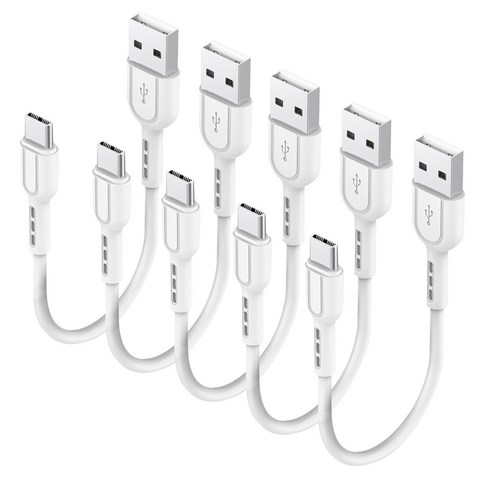 수피 USB-A TO C타입 고속충전 짧은 숏 케이블 S12C, 5개, 화이트, 20cm