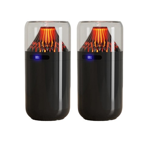 야간 조명이 있는 USB 충전식 화산 모양 가습기, 검은색