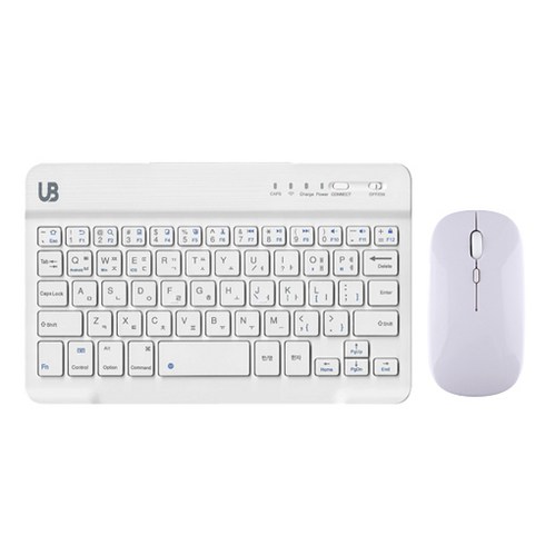 UB BK1 블루투스 무선 키보드+마우스 세트, 텐키리스, 화이트 스몰, BK 1