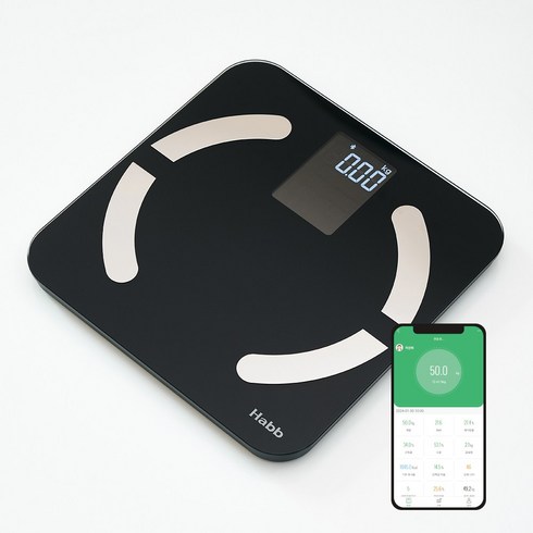 하비비 프리미엄 스마트 블루투스 체지방 인바디 디지털 체중계, black, 1개, CTR-BFS565