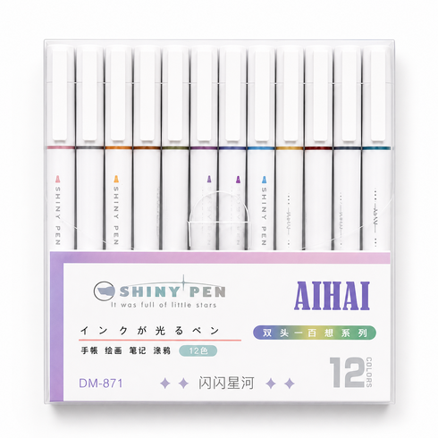 샤이니 글리터 형광펜 세트, 12pcs