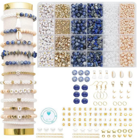 비큐리어스 천연석 올인원 쥬얼리 DIY 키트, 1개, 마린블루