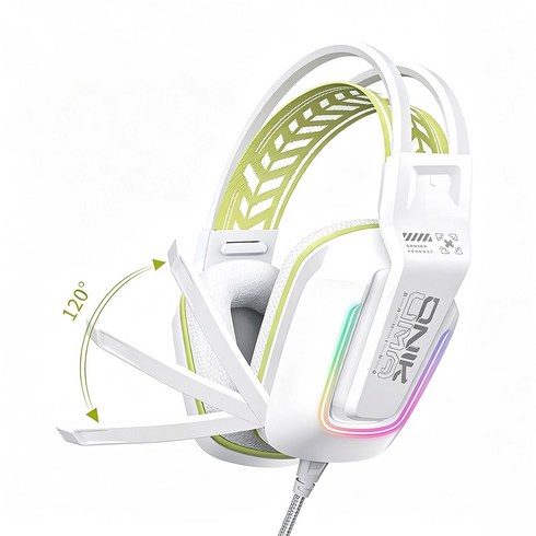 ONIKUMA 유선 게이밍 헤드셋 가상 7.1 usb RGB 노이즈캔슬링 마이크 X13, 화이트