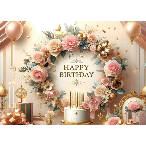 아라홍스 플라워 3D입체 생일파티 현수막 가랜드, 1개, 핑크플라워