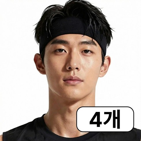 디포아 스포츠 헤어밴드 땀흘림방지 러닝 헤드밴드, 1세트, 블랙 4개