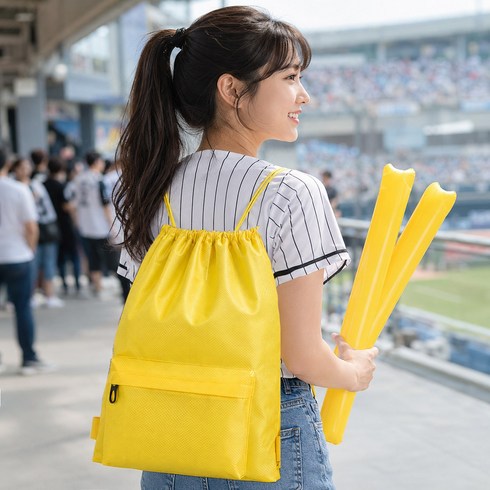 스트링 백팩 신발주머니 다용도 스포츠가방, 1개, 노랑