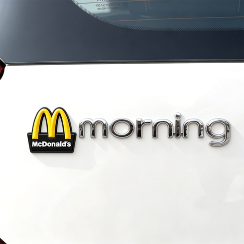 맥도날드 맥모닝 모닝 스티커 bmw M 로고 엠블럼, 블랙, 컨텐츠 참조