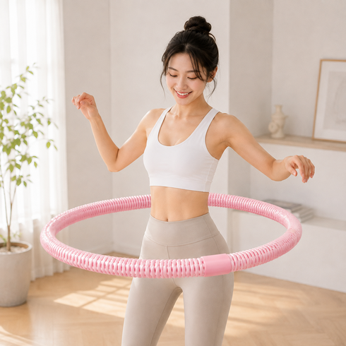 유또 뱃살 다이어트 스프링 훌라후프 홈트 운동, 1개, 핑크, 2kg