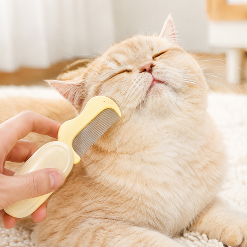 리브아르 아프지 않은 털제거 고양이 빗, 1개, 옐로우