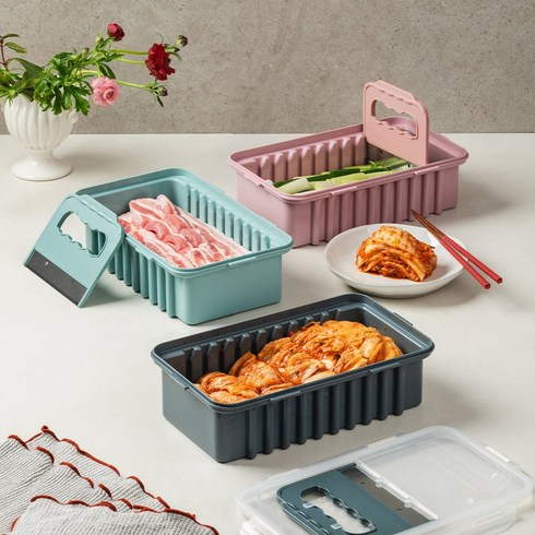혼시티 김치통 밀폐용기 반찬통 김치자르미 컷팅기 커팅기 3000ML, 핑크, 1개