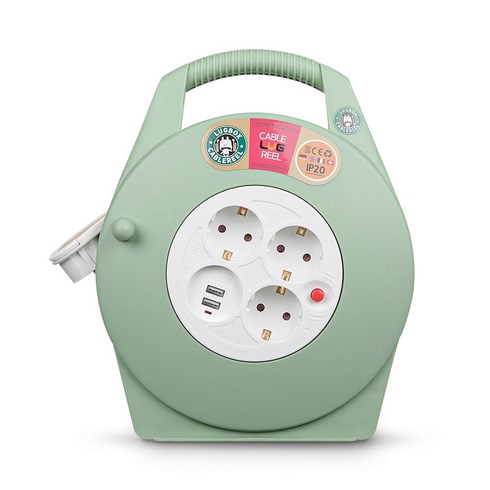 러그박스 슬림 15M USB 민트 전기 릴선 최대 2300W 캠핑릴선 연장선 리드선 릴 차박, 1개