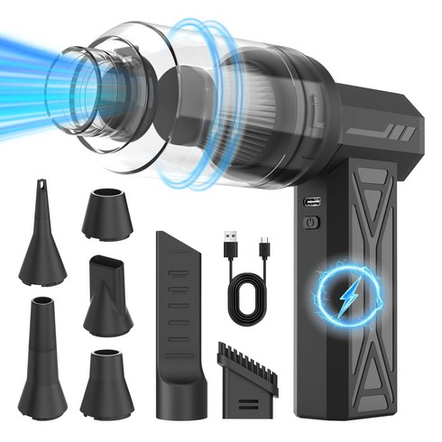 P70 4단계 터보 제트 블로워 무선 에어건 초고속 130 000RPM LED 조명 & 배터리 잔량 표시 휴대용 포켓 사이즈 캠핑/자동차 세차/청소용, AC2506P70pro, 블랙