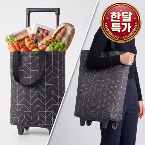 아르토 가방형 쇼핑카트 장바구니, 1개, 블랙