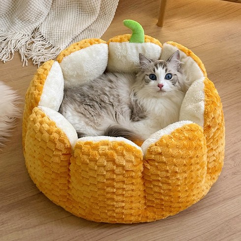 강아지 고양이숨숨집 극세사 하우스, 1개, 호박