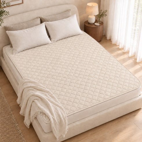 [27년형 국내생산] 오르홈 전자파없는 전기장판 탄소 온열 카본 매트, 더블 140 x 190cm(연베이지), 다이아 클래식