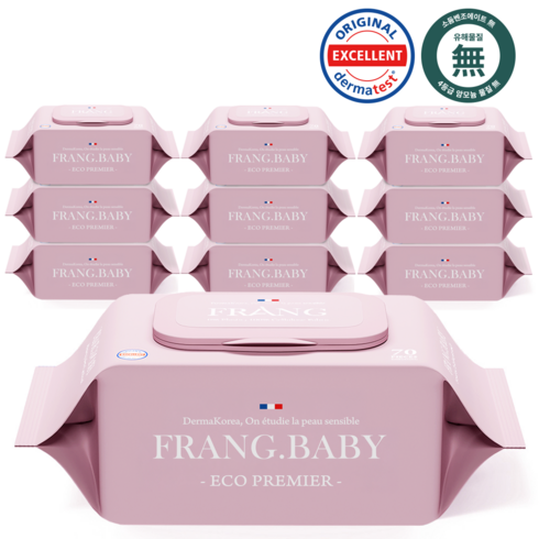 프랑프랑 플라스틱0% 에코 프리미어 아기물티슈 70gsm평량 무향, 70g, 70매, 10개