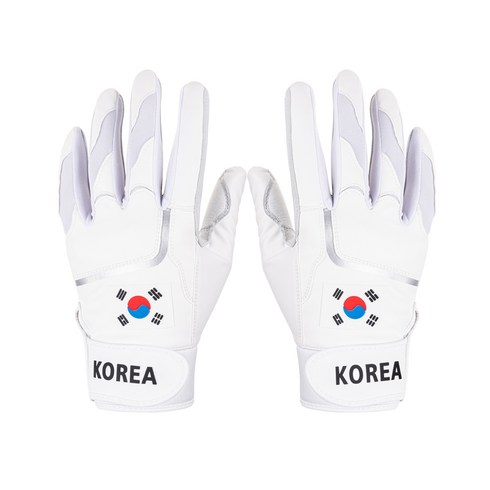 업셋 국가대표 태극기 양피 배팅장갑, 1세트, 코리아로고_화이트