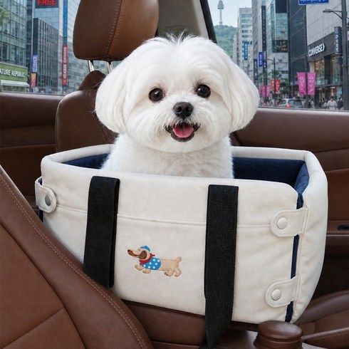 WHH 강아지 콘솔박스 카시트 소형견 고양이 겸용 애견 콘솔 카시트, 1개, 화이트