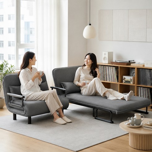 다용도 접이식 소파베드 1인용/2인용 등받이 조절 가능 편안한 거실 침실용 쇼파 침대겸용, 다크그레이 100cm