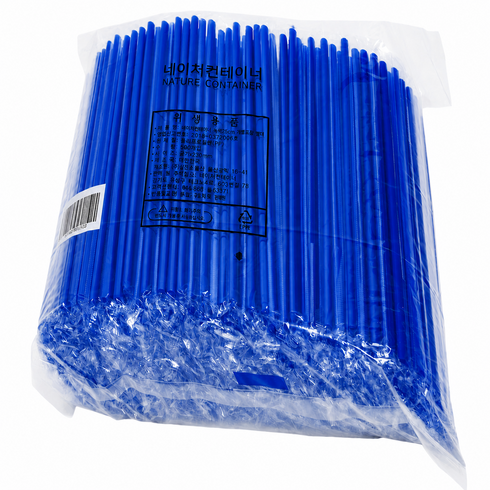 네이처컨테이너 개별포장 고급 일자 파랑 빨대 25cm, 1개, 500개입