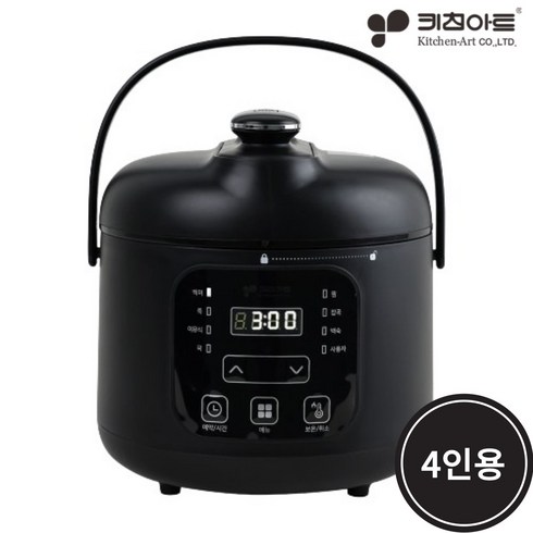 키친아트 3-4인용 스마트 미니 전기압력밥솥 KRC-DB342, 블렉