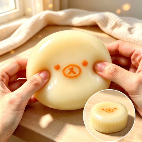 Zeviro 무 곰돌이 말랑이 스퀴시 머드촉감 스트레스 해소, 1개, 180g, 크림색