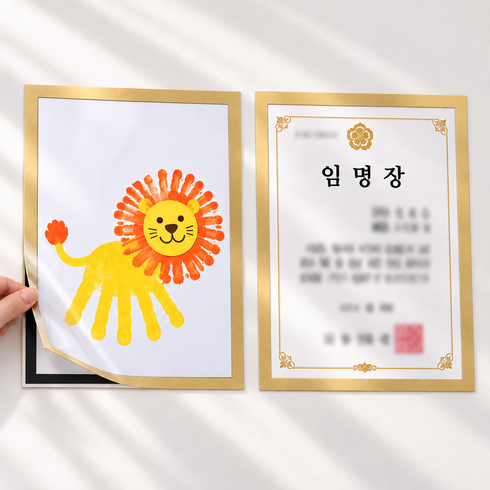 레티크 자석액자 투명 상장 자격증 게시판 프레임, 10개, 금장