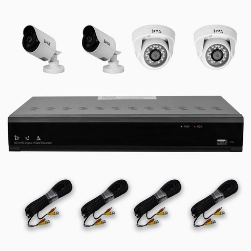 화인츠 500만화소 CCTV 자가설치 4채널 실내 실외 무인 감시카메라 방범용 매장용 농막 케이블20m 1TB HDD포함 XRT4104, 실외2실내2, 1개