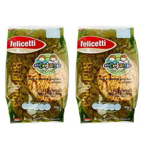 펠리체티 유기농 동물모양 파스타, 500g, 2개