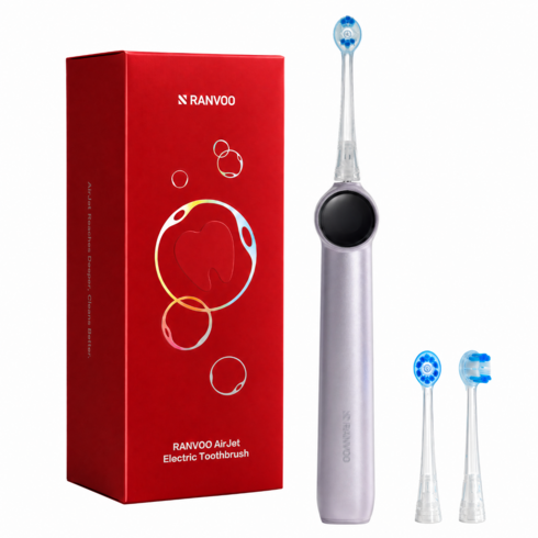 RANVOO 란부 에어젯X5 음압버블 전동칫솔 초미세모 2in1 구강세정기 전동칫솔, 1개, 퍼플, AirJet X5