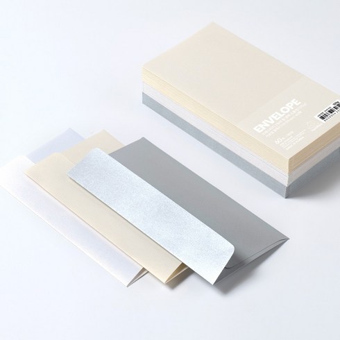 PaperPhant 프레스티지 펄 광택 도톰한(120g) 가로형 봉투(173*89mm), 1팩, 3컬러 60매입