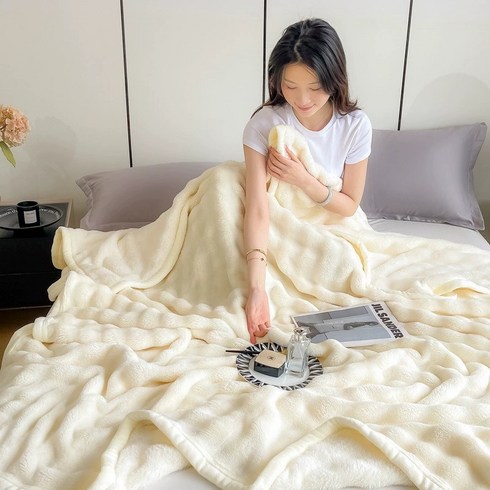 앨오앤지 토끼털 두툼한 가성비 좋은 양면 극세사 담요 이불