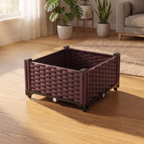 꿀이네 조립식 텃밭 화분 가드닝 베란다 모듈형 플랜트 박스, 1개, 브라운