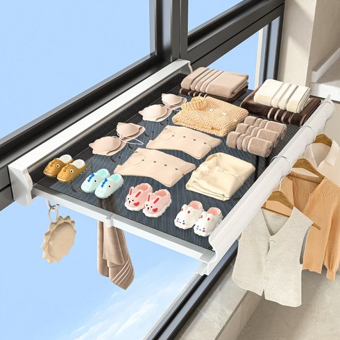 FONOW 욕실 선반 접이식 욕실 펀칭 프리 선반 신축성 틈새 건조대, A01-화이트, 1개