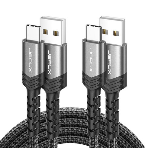 JSAUX USB A to C타입 고속 충전케이블 알루미늄 합금 케이블, 2개, 그레이, 3m