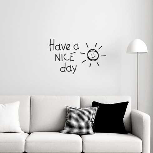 Have a NICE Day 벽면 장식 인테리어 포인트 스티커, 40*23cm 블랙