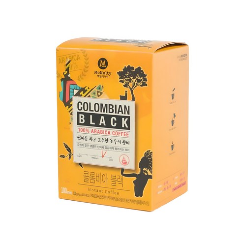 맥널티커피 콜롬비아 블랙 원두커피믹스, 1g, 100개입, 1박스