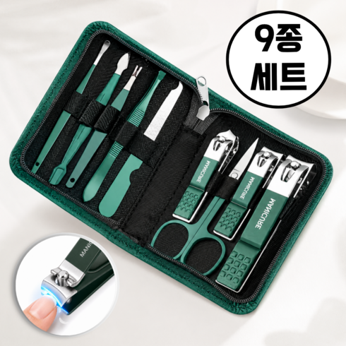 일상포인트 잘깎이는 프리미엄 발톱깎이 손톱깎이 세트, 1세트, 그린