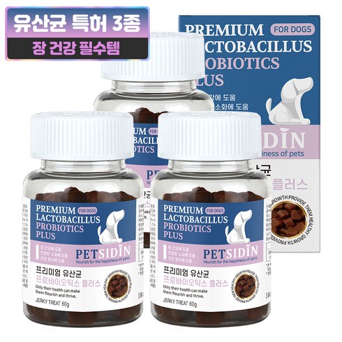 펫시딘 강아지 프리미엄 영양제, 60g, 장건강/유산균, 3개