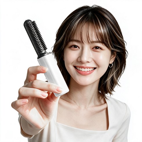 AOSOM 무선 미니 고데기 휴대용 헤어스타일링 앞머리 볼륨 빛고데기, JYX-18, 화이트