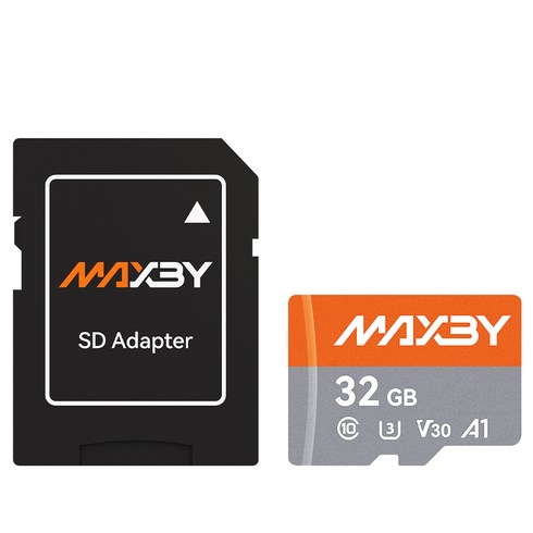 마이크로SD카드 128G 64G 32G 고속 블랙박스용 V30 U3 4K CCTV 홈캠 드론 호환 SD어댑터 포함 MAXBY 맥바이, 1개, 32GB