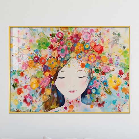 추상화 액자 꽃의 여인 인물 북유럽 감성 그림 인테리어, 14_꽃머리 여인 B_(알록달록)