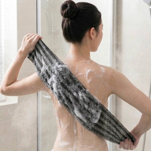 이음결 목욕타올 샤워타올 딥클린 샤워타월 때타올 각질제거, 1개, 1개입, 블랙 스트라이프