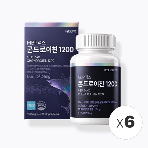 킵유어핏 미국산 저분자 상어연골 콘드로이친 1200 MBP 식약처 HACCP 인증, 60정, 6개