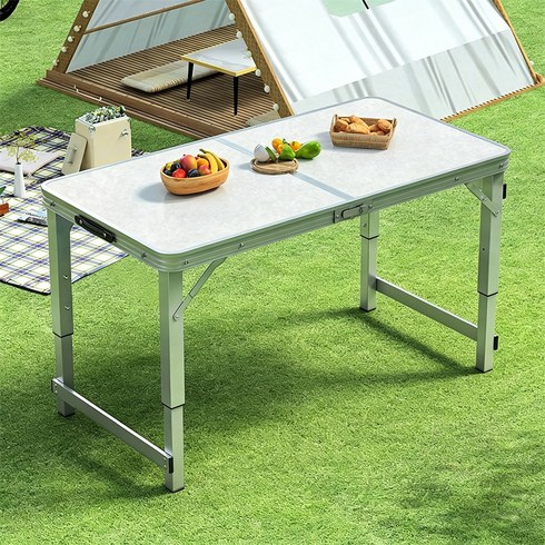 휴대용 접이식테이블 아웃도어 튼튼함 간편수납 캠핑 테이블 조정가능한 고도, 오프화이트