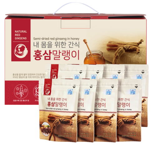 [국내산 4년근이상] 홍삼 말랭이 상견례 답례품 명절 선물세트, 8개, 40g