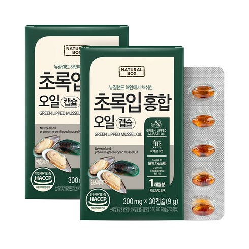 내추럴박스 초록입홍합 오일캡슐 300mg, 30정, 2개
