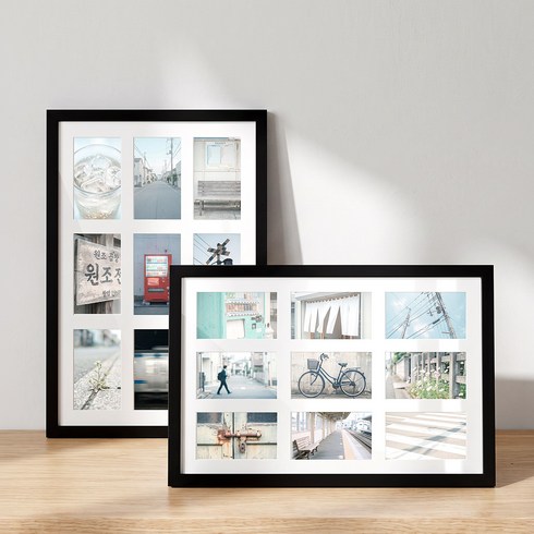 MORIN 9구 PVC 콜라주 액자 8X12 폴라로이드 액자, 1개, 블랙